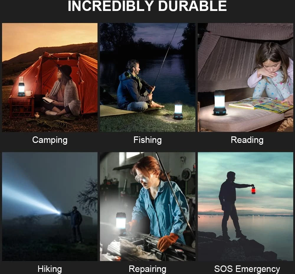 flintronic LED kempingo žibintas 1000 lm su 3600 mAh akumuliatoriumi ir IP64 atsparumu