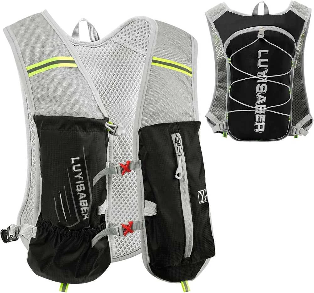 flintronic lengvas bėgimo kuprinė su atšvaitais, 2 l talpa, juoda, unisex