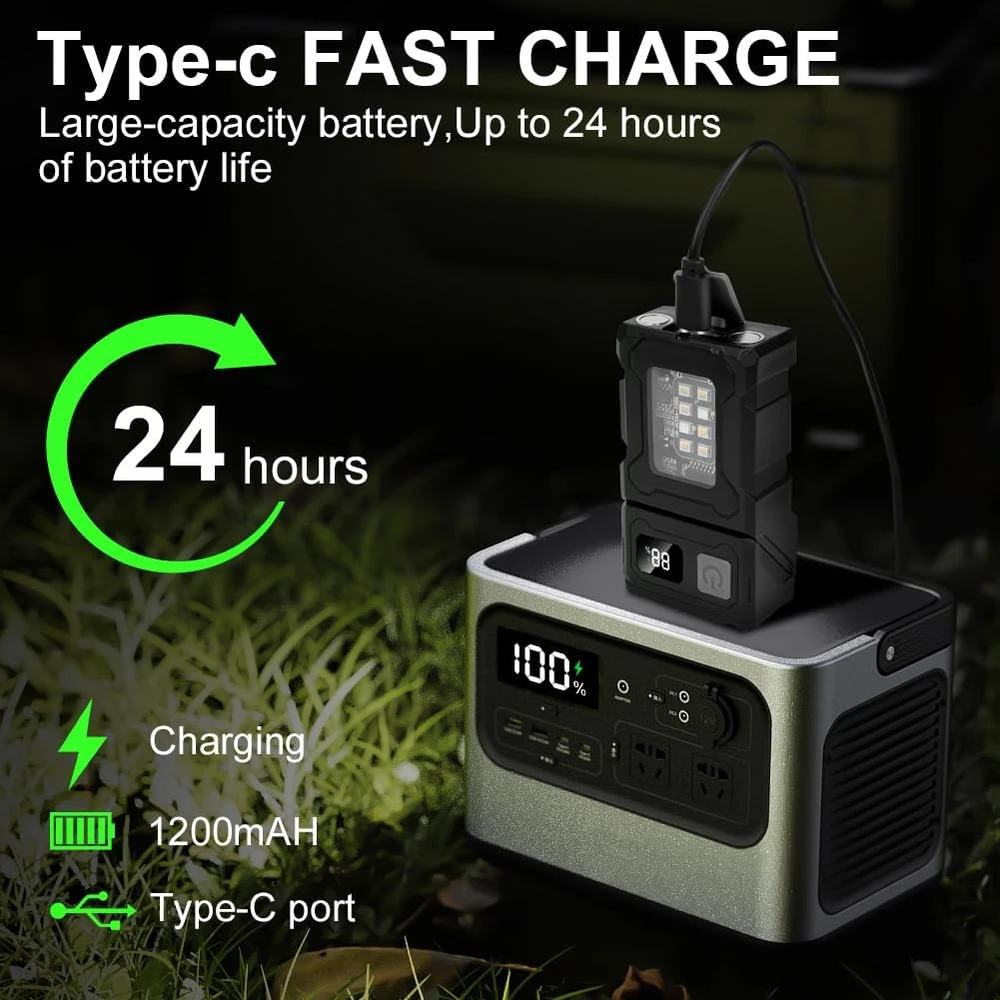 flintronic mini LED žibintuvėlis EDC, USB-C įkraunamas, COB magnetinis, 300 lm, juodas