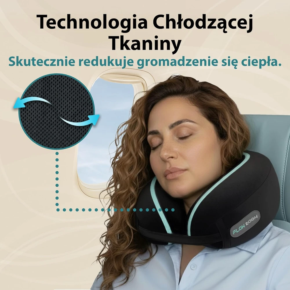 FLOWZOOM kelioninė pagalvė su memory foam, 360° kaklo ir galvos atrama, juoda, DREAM L - BK1
