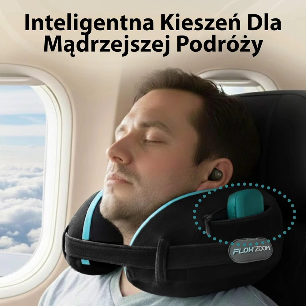 FLOWZOOM kelioninė pagalvė su memory foam, 360° kaklo ir galvos atrama, juoda, DREAM L - BK1