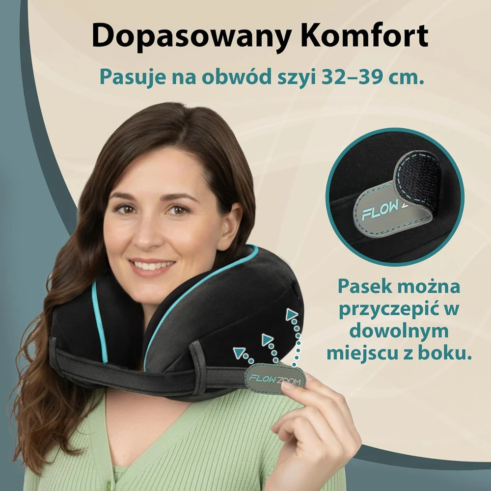 FLOWZOOM kelioninė pagalvė su memory foam, 360° kaklo ir galvos atrama, juoda, DREAM L - BK1