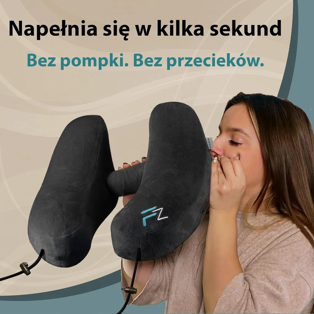 FLOWZOOM pripučiama kelioninė kaklo pagalvė su gobtuvu, juoda, dydis M