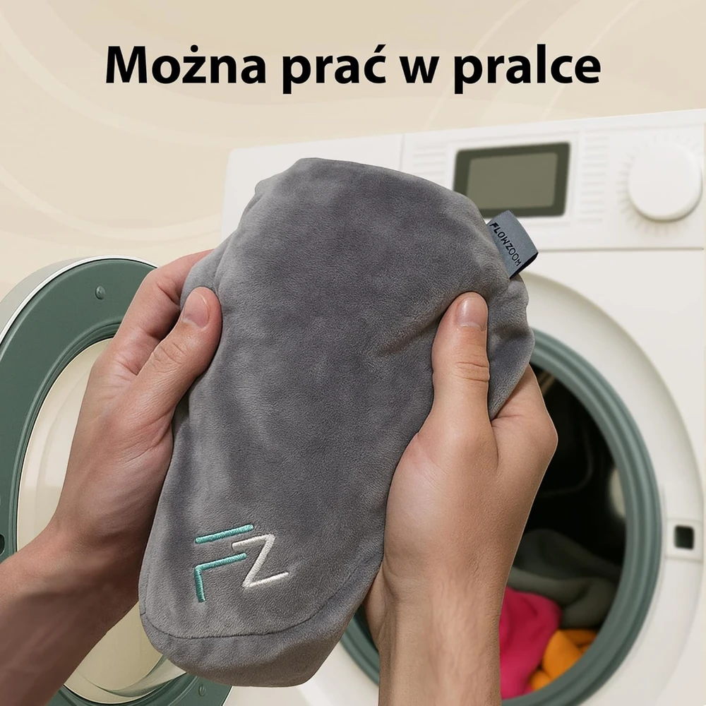FLOWZOOM pripučiama kelioninė pagalvė su gobtuvu, 28x17 cm, M dydis, pilka