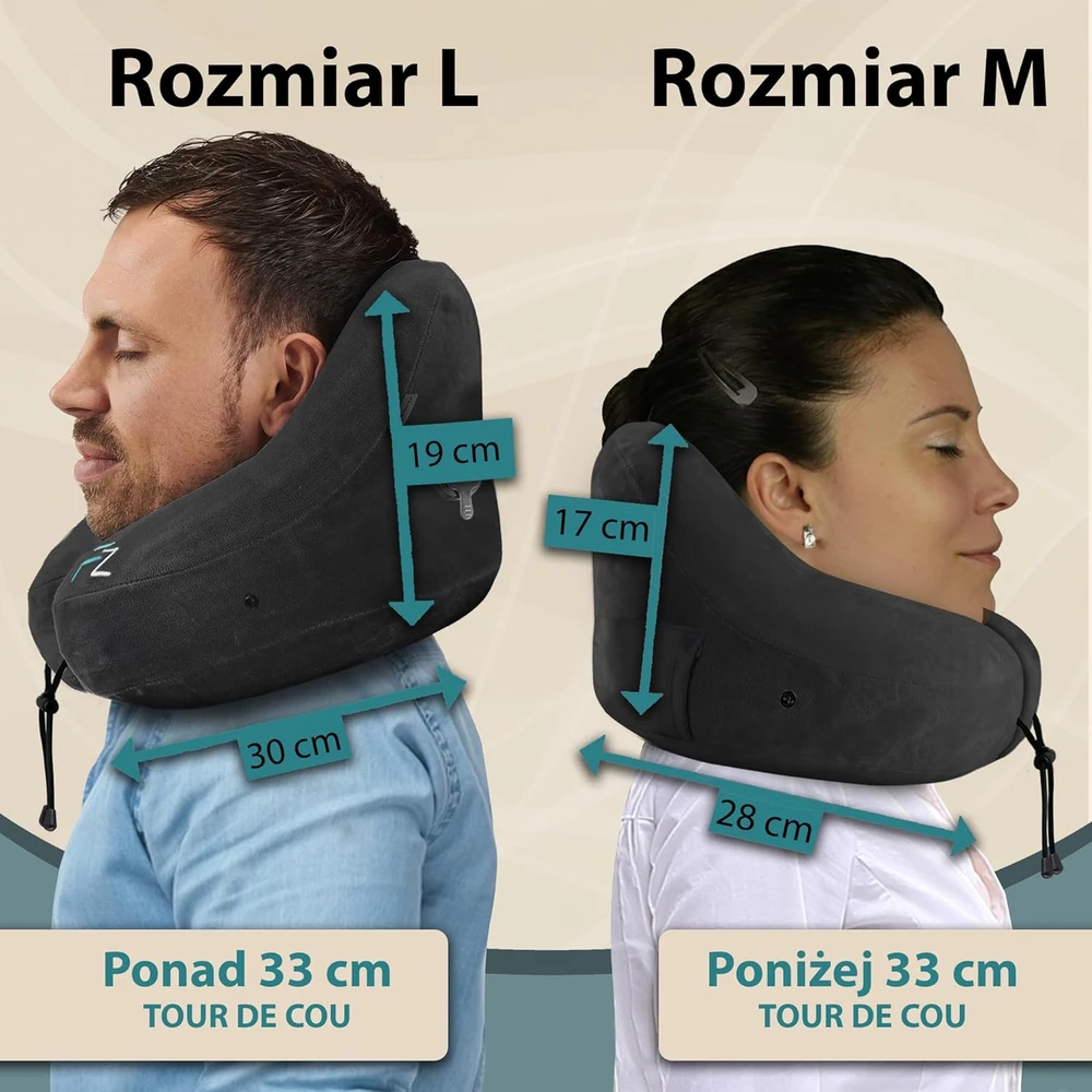 FLOWZOOM pripučiama kelioninė pagalvėlė su gobtuvu, 34x29 cm, juoda, dydis L