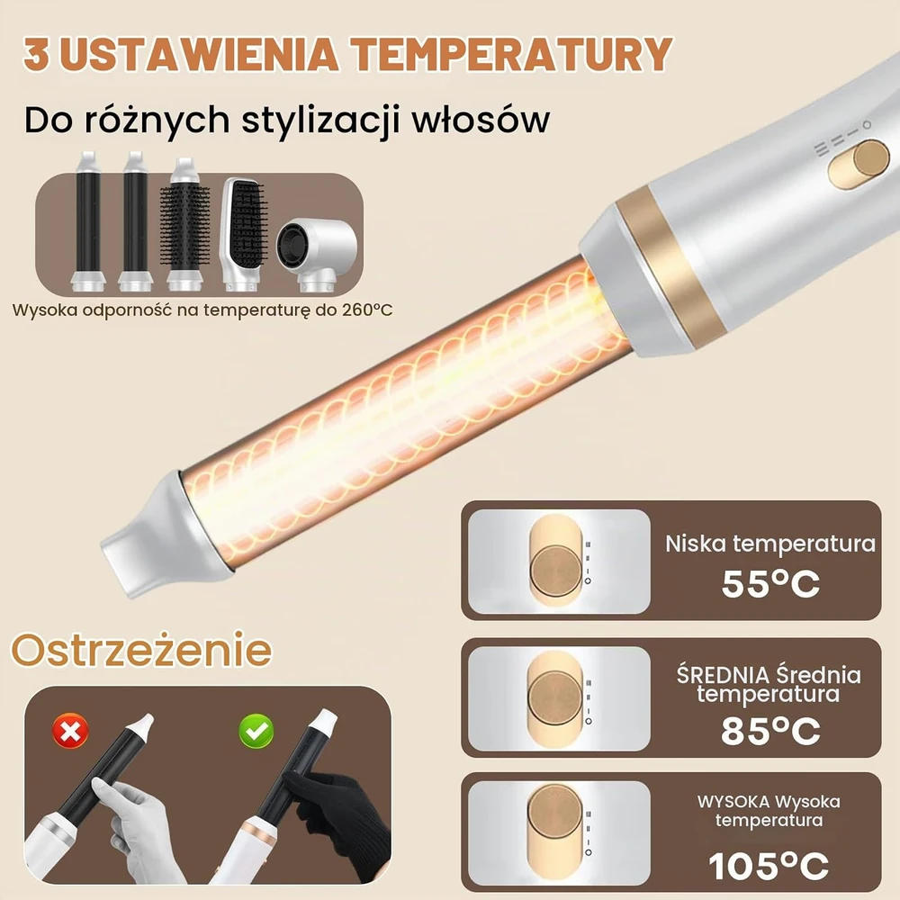Focenat 5 viename karšto oro plaukų formavimo šepetys 1000 W WT-637