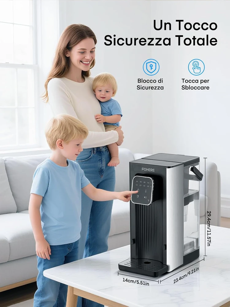 FOHERE karšto vandens dozatorius 2,5 l, 2600 W, 4 temperatūros lygiai, 1002B