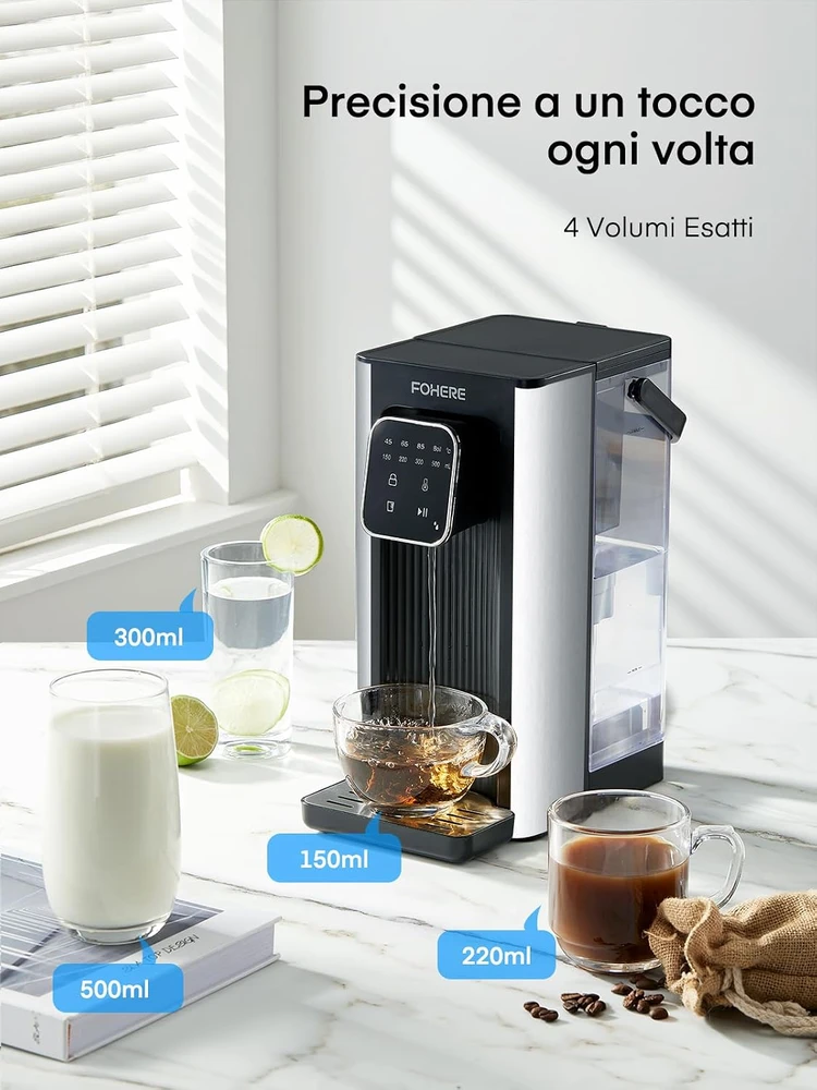 FOHERE karšto vandens dozatorius 2,5 l, 2600 W, 4 temperatūros lygiai, 1002B