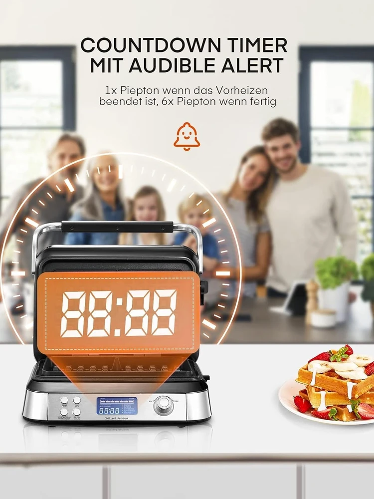 FOHERE vaflinė, 1600 W, 5 programos, LCD ekranas, 5403