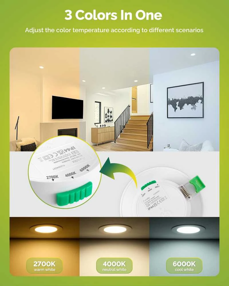 Fondiiz įleidžiamų LED lubinių šviestuvų komplektas, 5 W, 3CCT, IP44, 20 vnt., FL0204321