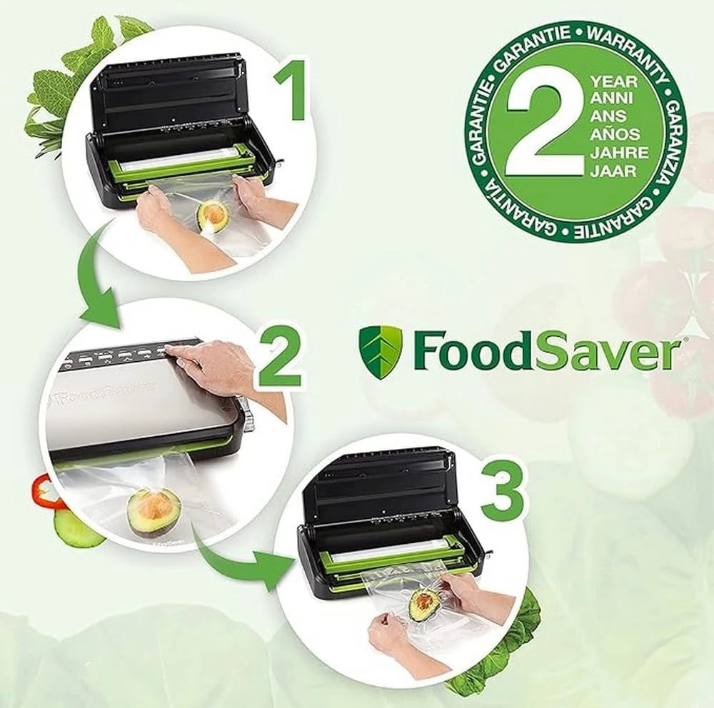 Food Saver Vakuumavimo Aparatas - Foodsaver Ffs005x 0.5 Mbar Juodas Nerūdijančio Plieno