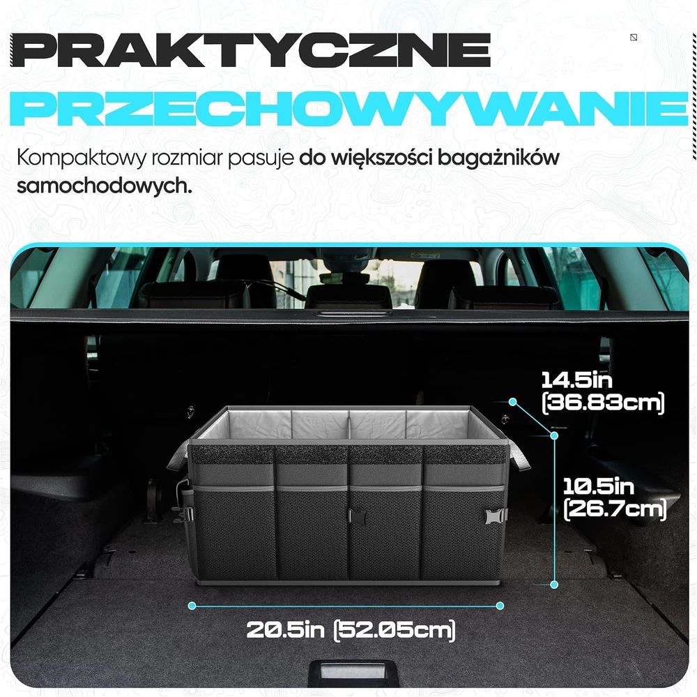FORTEM automobilio bagažinės organizatorius 50 l su 3 skyriais, sulankstomas FRTM-TO