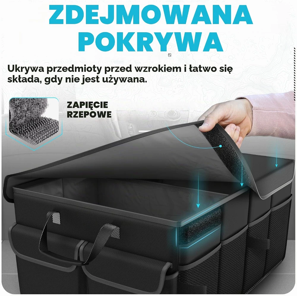 FORTEM automobilio bagažinės organizatorius 45 l, sulankstomas, TO-V1-S-Juodas