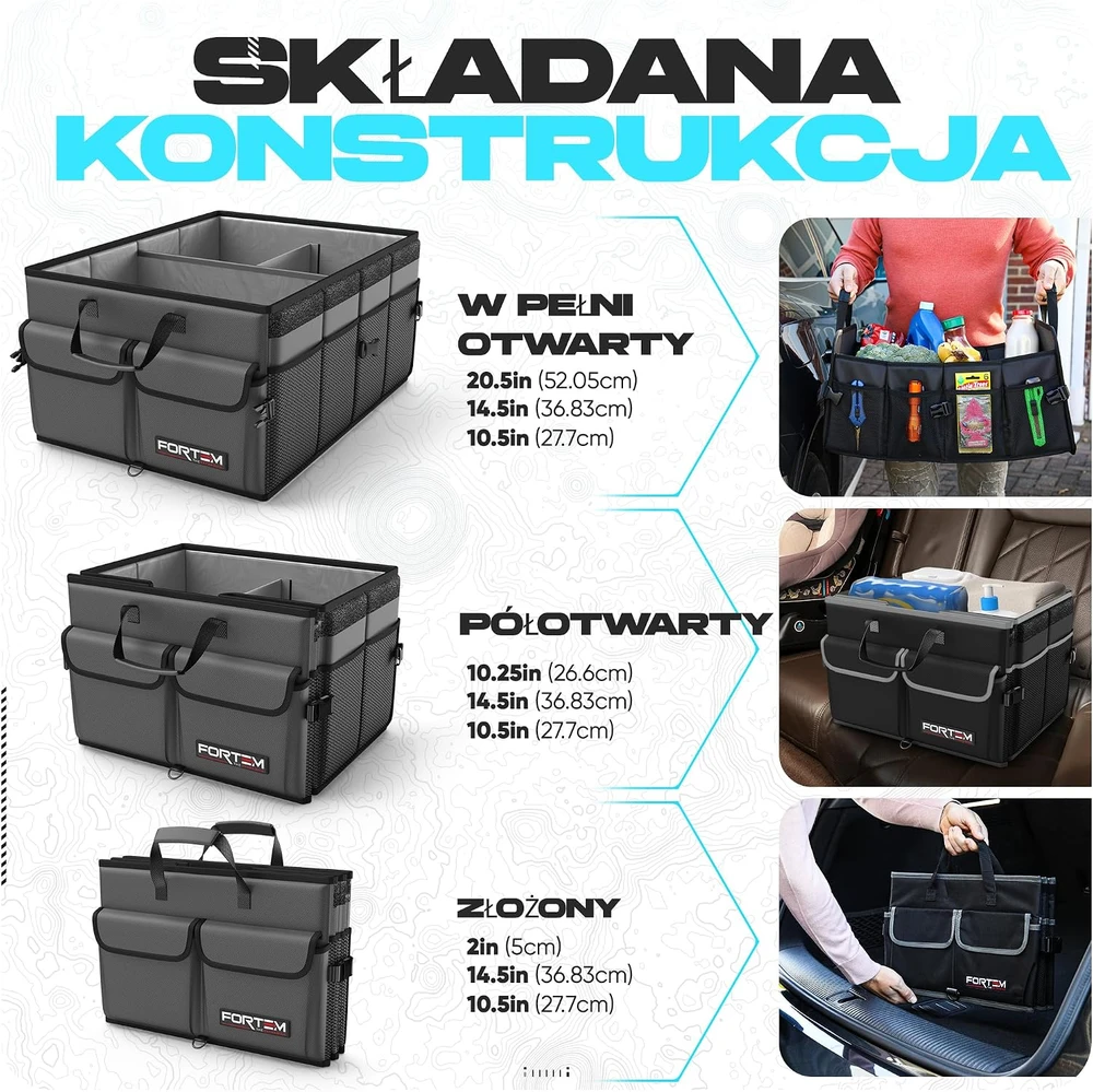 FORTEM automobilio bagažinės organizatorius 50 l su dangčiu TO-V1-CS