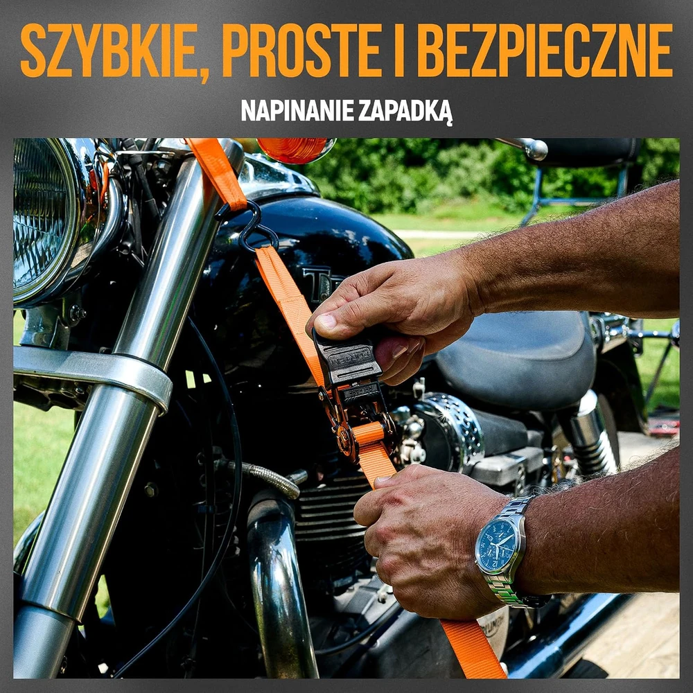 FORTEM transportavimo diržai su sagtimi, 748 kg, ilgis 4,57 m, rinkinys 4 vnt., FRTM-RTDS
