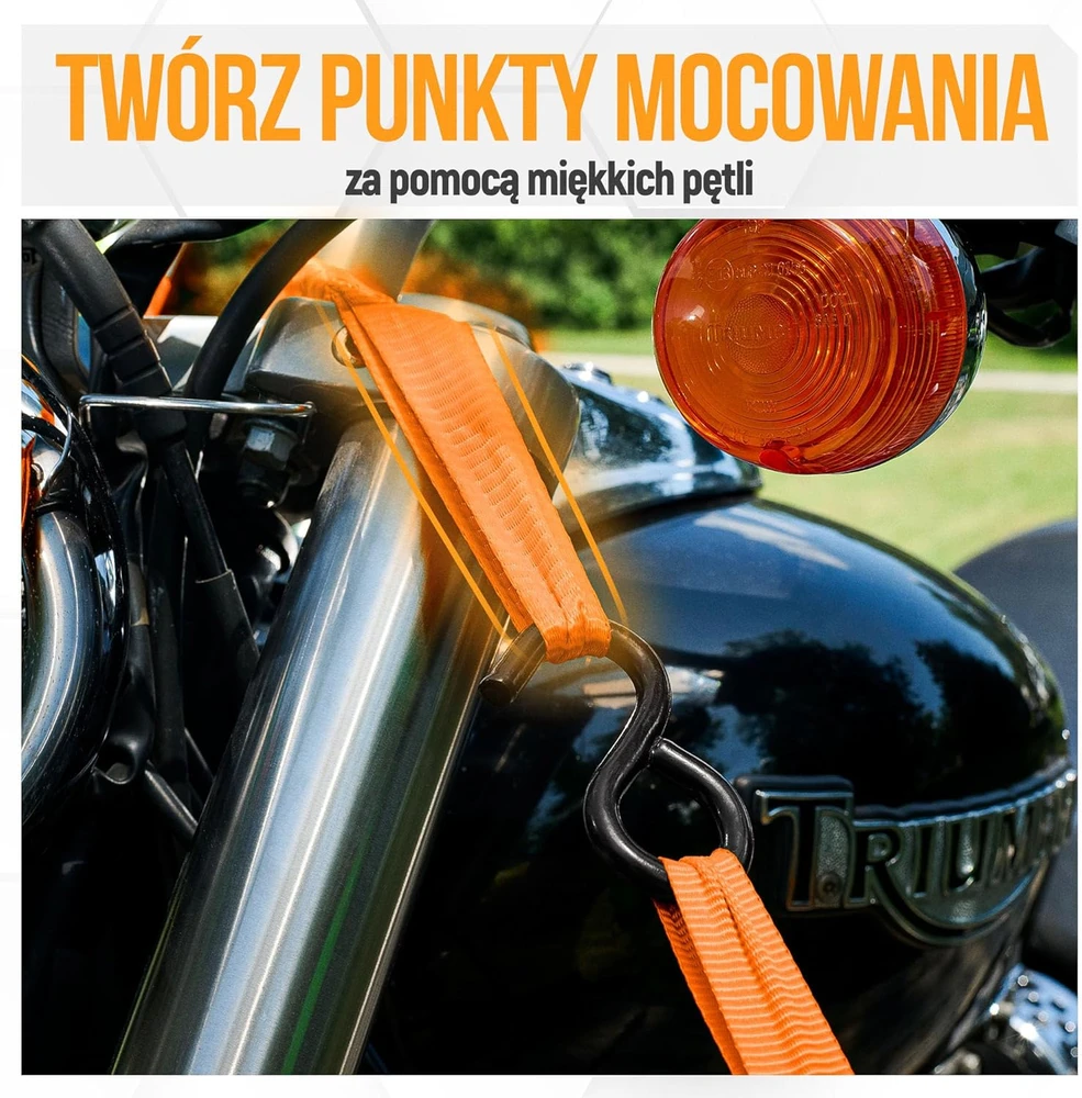 FORTEM transportavimo diržai su sagtimi, 748 kg, ilgis 4,57 m, rinkinys 4 vnt., FRTM-RTDS