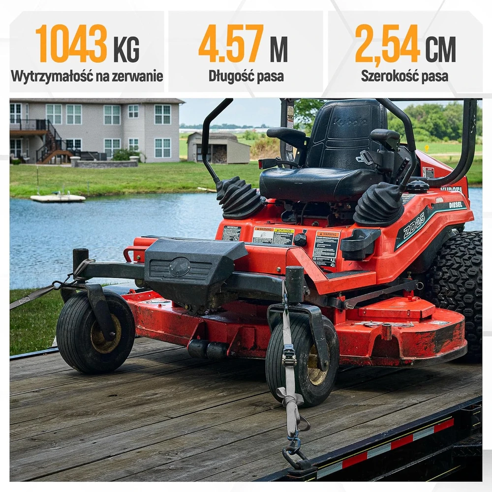 FORTEM transportavimo diržų rinkinys, 4 vnt, su griebtukais, 1043 kg, ilgis 4,57 m, S formos kabliai