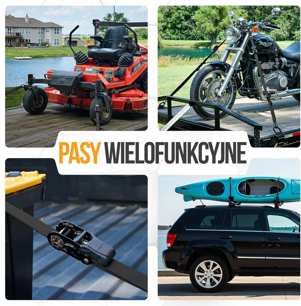 FORTEM transportavimo diržų rinkinys su 1043 kg apkrova, 460 cm ilgio, S-kablių sistema, FRTM-RTDS-2300