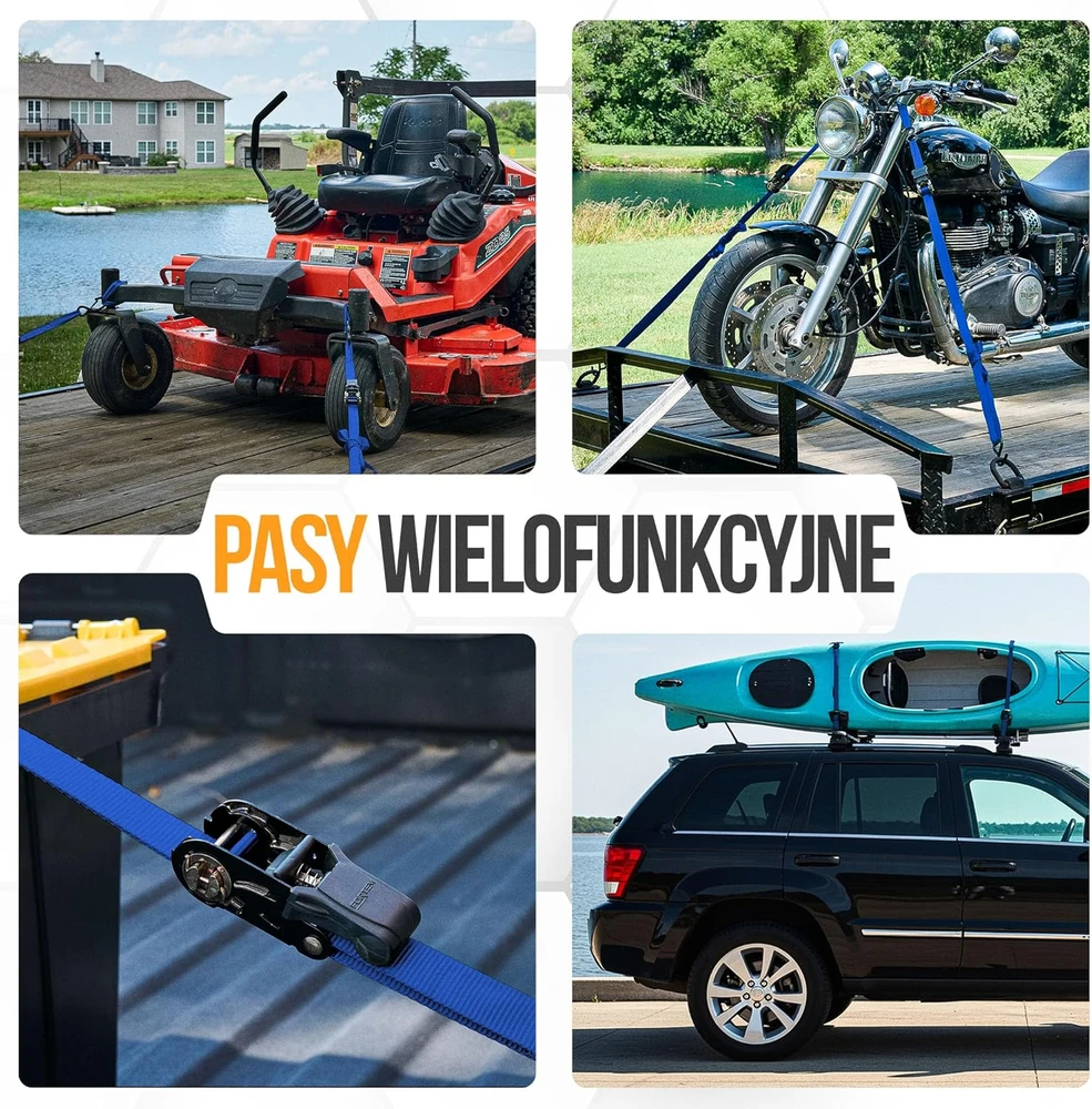 FORTEM transportavimo diržų rinkinys su ratukais, 4 vnt., 1043 kg apkrova, 4,57 m ilgio, S formos kabliai, FRTM-RTDS-2300