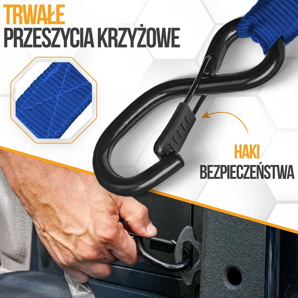 FORTEM transportavimo diržų rinkinys su ratukais, 4 vnt., 1043 kg apkrova, 4,57 m ilgio, S formos kabliai, FRTM-RTDS-2300