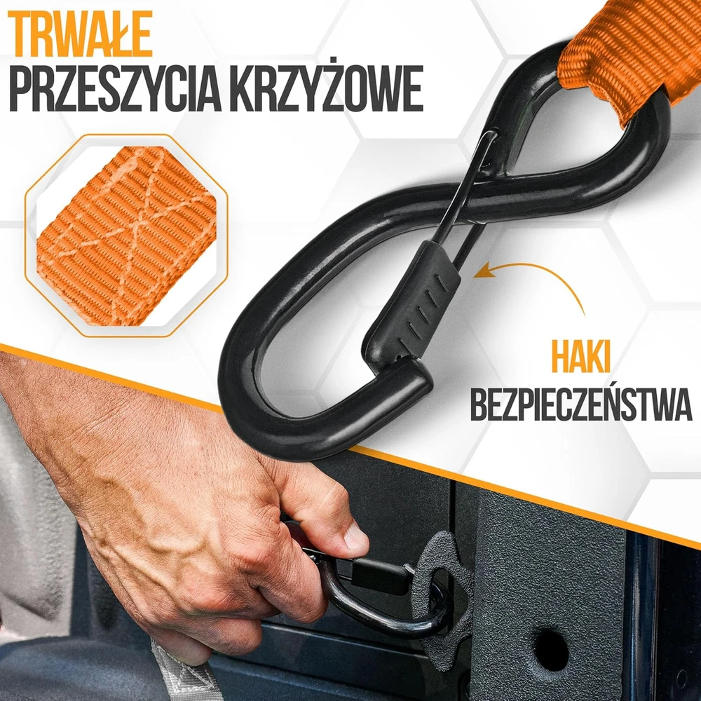 Fortem transportavimo diržų rinkinys su įtempikliu, 1043 kg, 4,57 m, S formos kabliais, FRTM-RTDS-2300