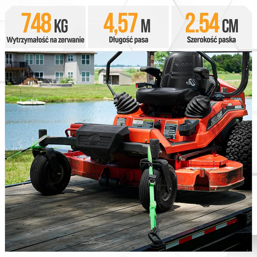 FORTEM transportavimo diržų rinkinys su griebtuvu, 748 kg apkrova, 4 vnt., 4,6 m, su kabliukais