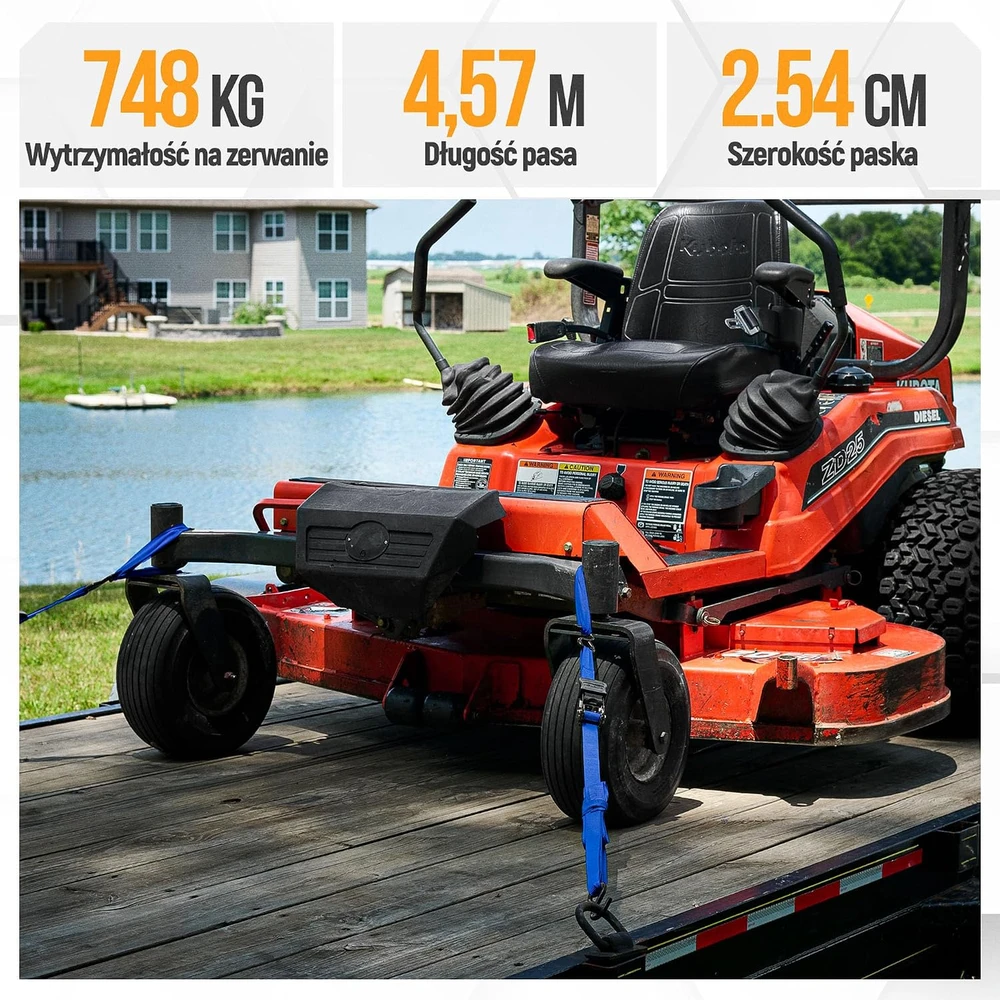 FORTEM tvirtinimo diržų rinkinys su įtempikliais, 748 kg apkrova, 4 vnt., 460 cm, mėlynos spalvos