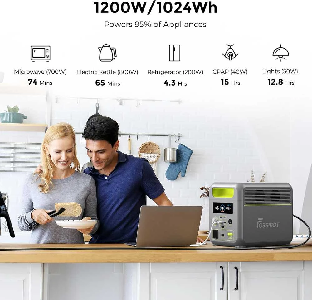 FOSSiBOT nešiojama elektros stotelė 1024Wh 1200W LiFePO4 tipas F1200-X