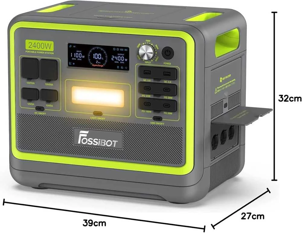 FOSSiBOT nešiojama elektros stotelė 2048Wh 2400W LiFePO4 UPS, 13 jungčių, F2400