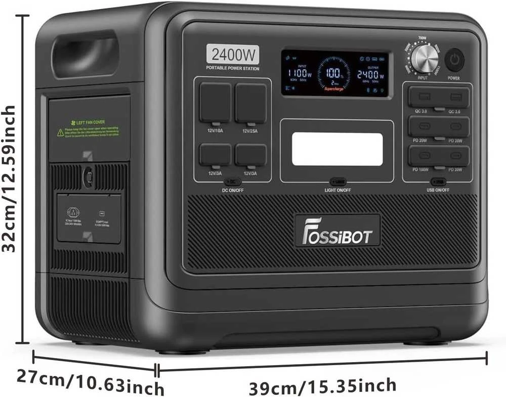 FOSSiBOT nešiojama elektros stotis 2400 W 2048 Wh LiFePO4 su AC išėjimais F2400