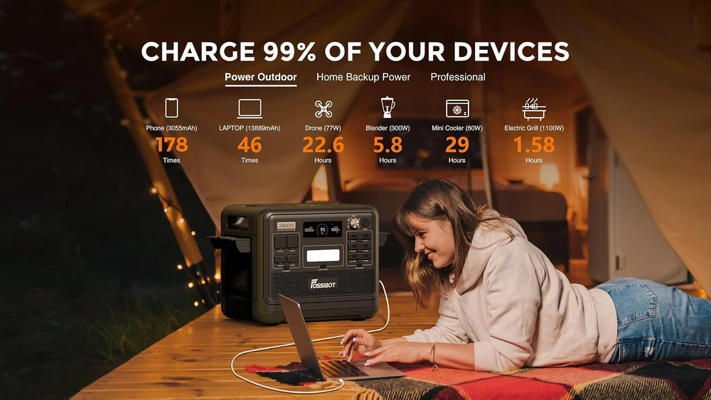 FOSSiBOT nešiojamoji energijos stotelė 2048 Wh LiFePO4 2400 W F2400-EU