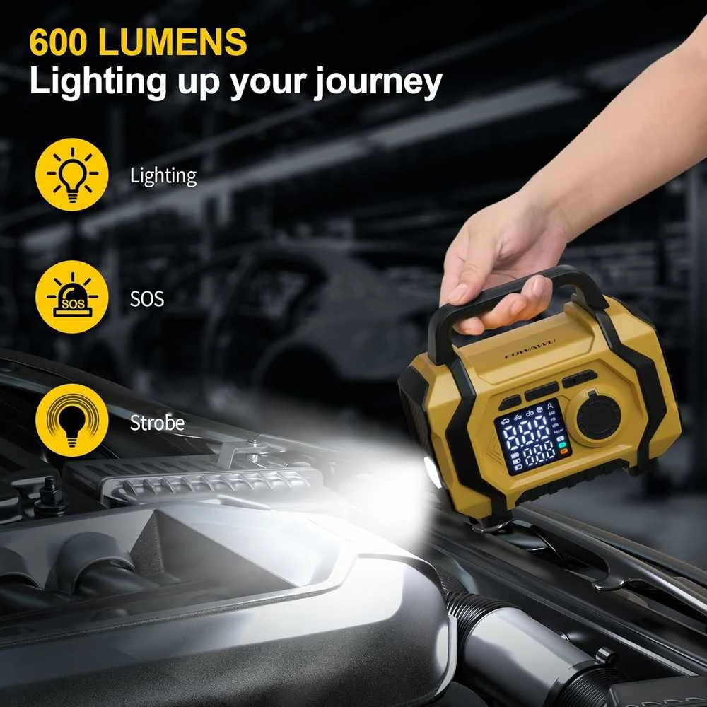 FOWAWU 6000 A automobilio užvedimo starteris su oro kompresoriumi, 12 V, 26800 mAh, ATJ-201B