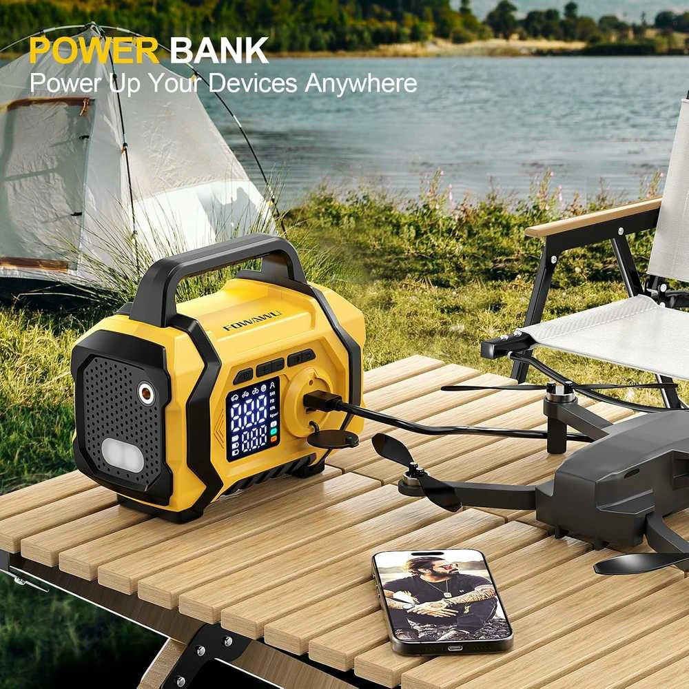 FOWAWU 6000 A automobilio užvedimo starteris su oro kompresoriumi, 12 V, 26800 mAh, ATJ-201B