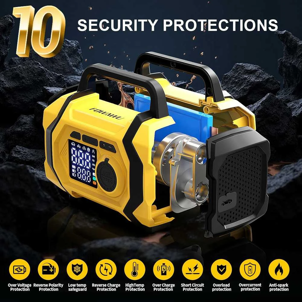 FOWAWU 6000 A automobilio užvedimo starteris su oro kompresoriumi, 12 V, 26800 mAh, ATJ-201B