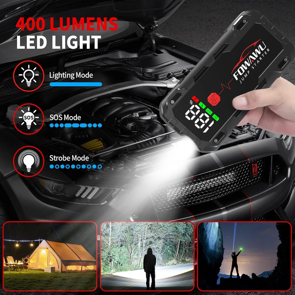 FOWAWU automobilio akumuliatoriaus užvedimo įrenginys 7000 A, 26800 mAh, 12 V, F805