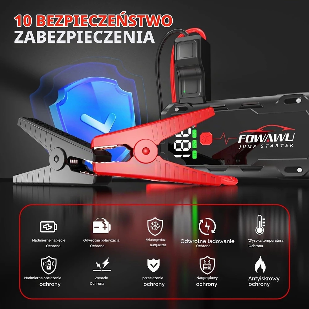 FOWAWU automobilio akumuliatoriaus užvedimo įrenginys 7000 A, 26800 mAh, 12 V, F805