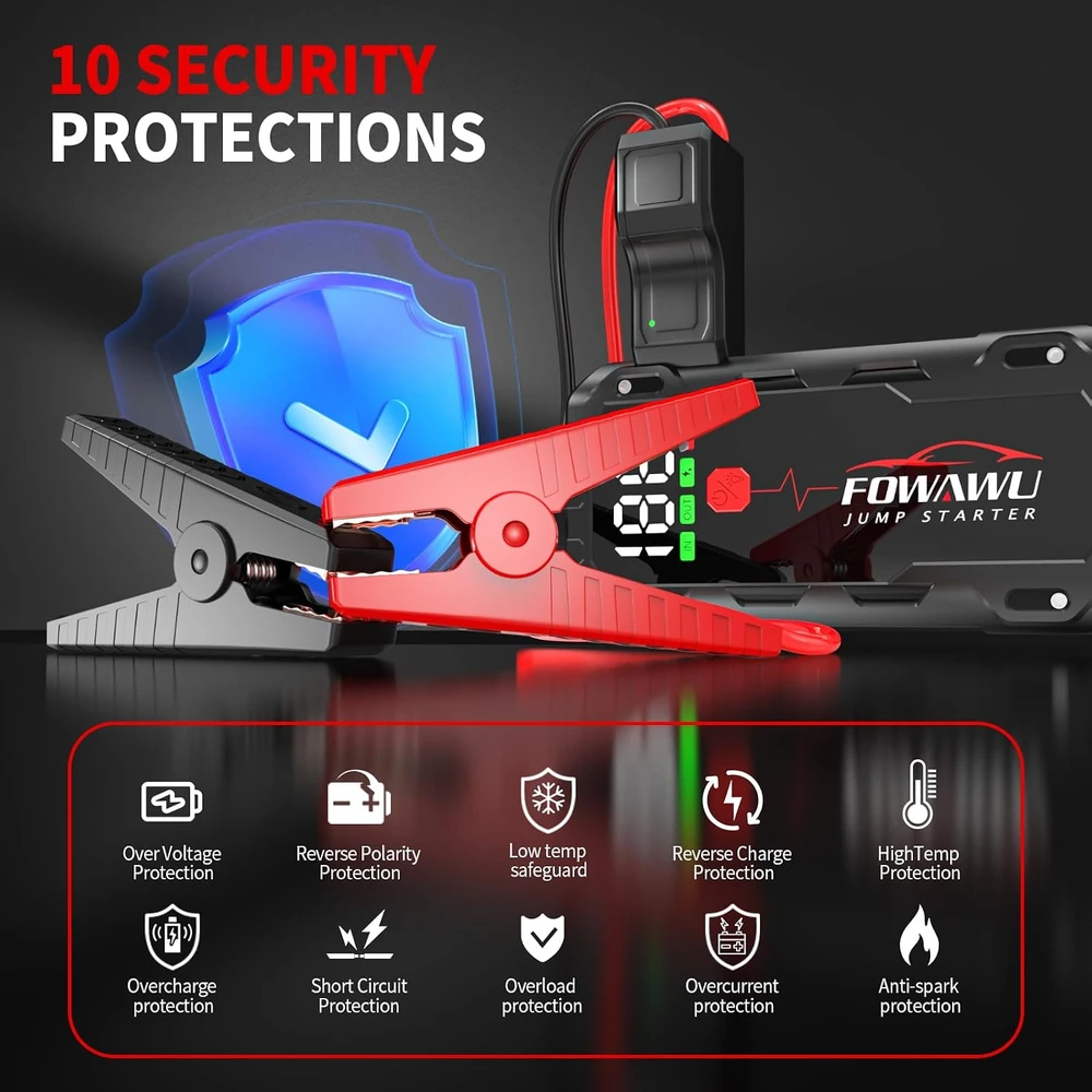 FOWAWU automobilio užvedimo įrenginys 6000 A, 22800 mAh, 12 V, F804