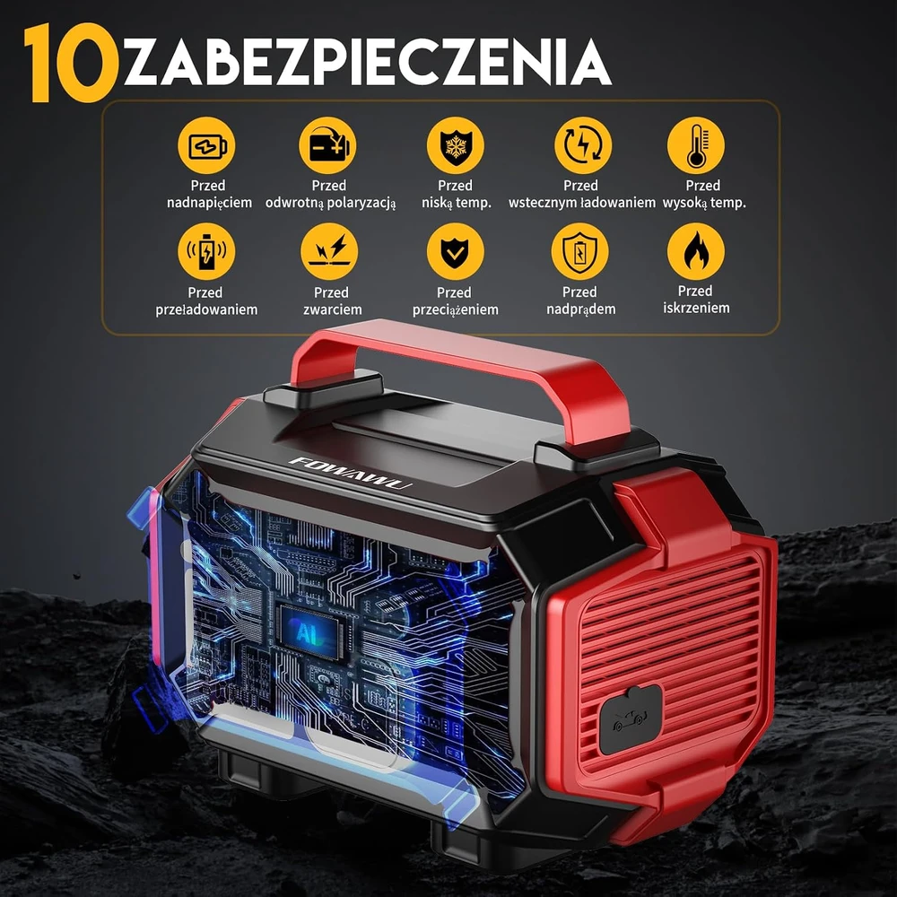 FOWAWU avarinis automobilio užvedimo įrenginys su kompresoriumi 8000 A, 150 PSI, ATJ-2002