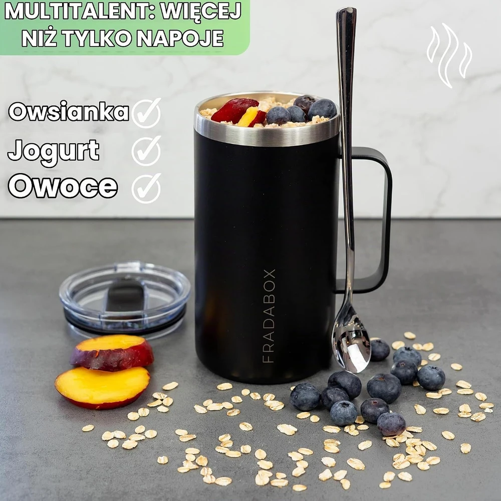 FRADABOX nerūdijančiojo plieno termopuodelis 600 ml, vakuuminis, su slankiuoju dangteliu TMB-0001-3