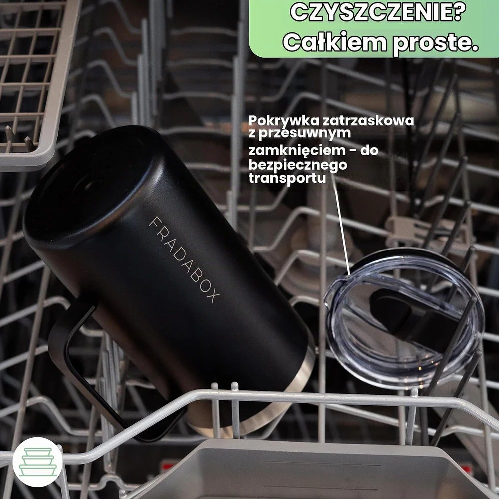 FRADABOX nerūdijančiojo plieno termopuodelis 600 ml, vakuuminis, su slankiuoju dangteliu TMB-0001-3