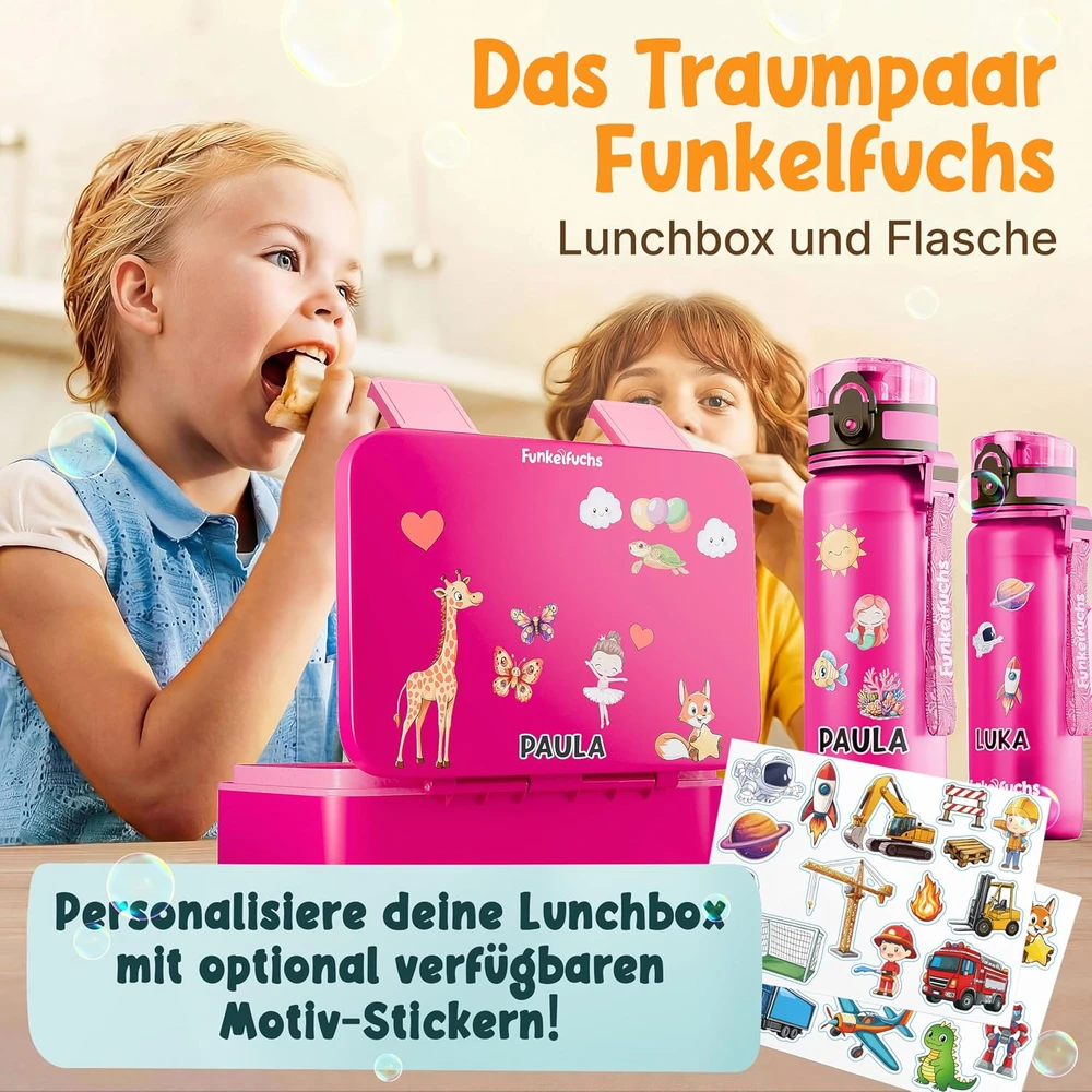 Funkelfuchs vaikiška pietų dėžutė su skyreliais, 950 ml, rožinė, LUMI