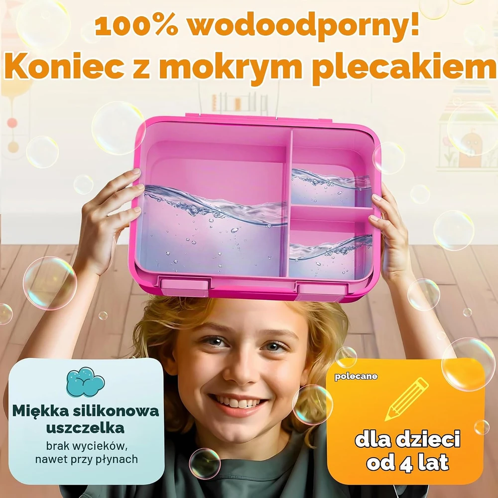 Funkelfuchs vaikiška pietų dėžutė su skyreliais, 950 ml, rožinė, LUMI