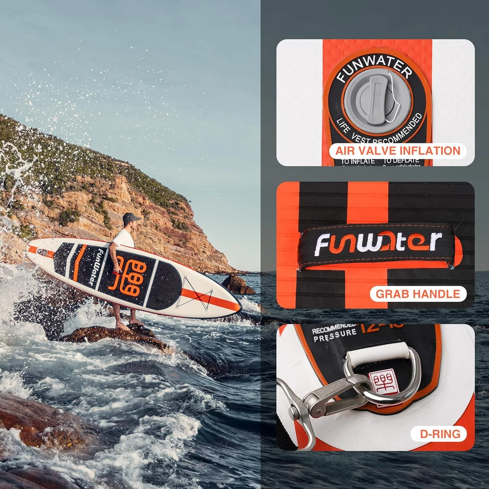 FunWater pripučiama irklentė SUP, 335x83x15 cm, EVA danga, su irklu, pompa ir aksesuarais, SUPFW03A
