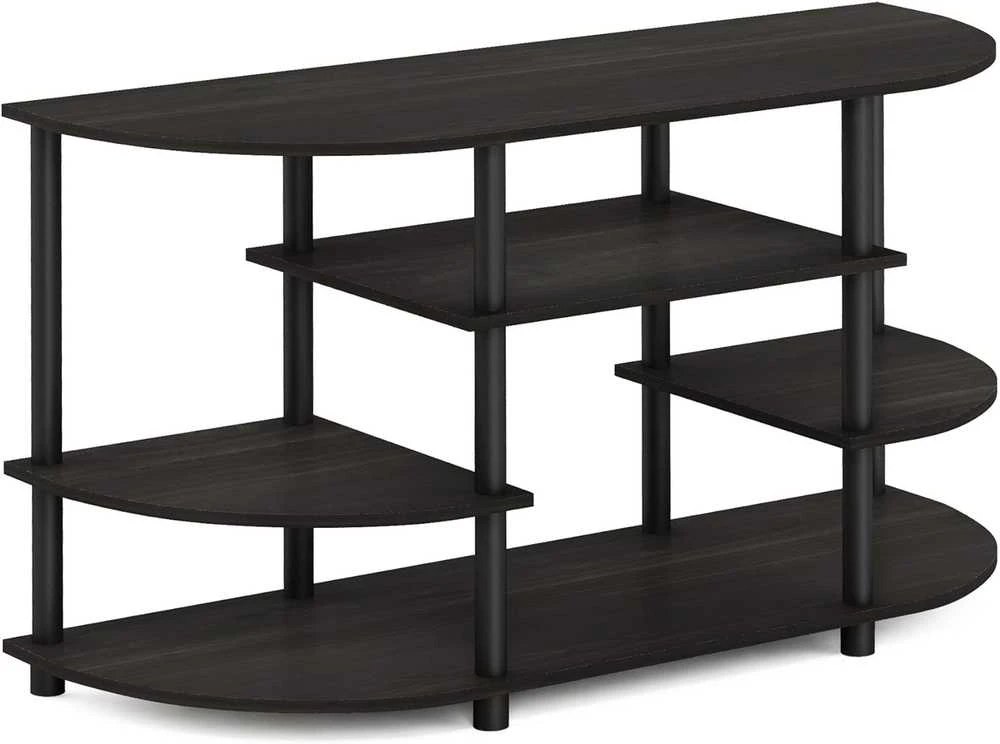 Furinno kampinė TV spintelė, medžio ir plastiko konstrukcija, 106,7 × 57,4 × 39,4 cm, espresso/juoda, 15116EX