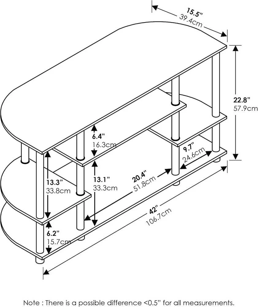Furinno kampinė TV spintelė, medžio ir plastiko konstrukcija, 106,7 × 57,4 × 39,4 cm, espresso/juoda, 15116EX