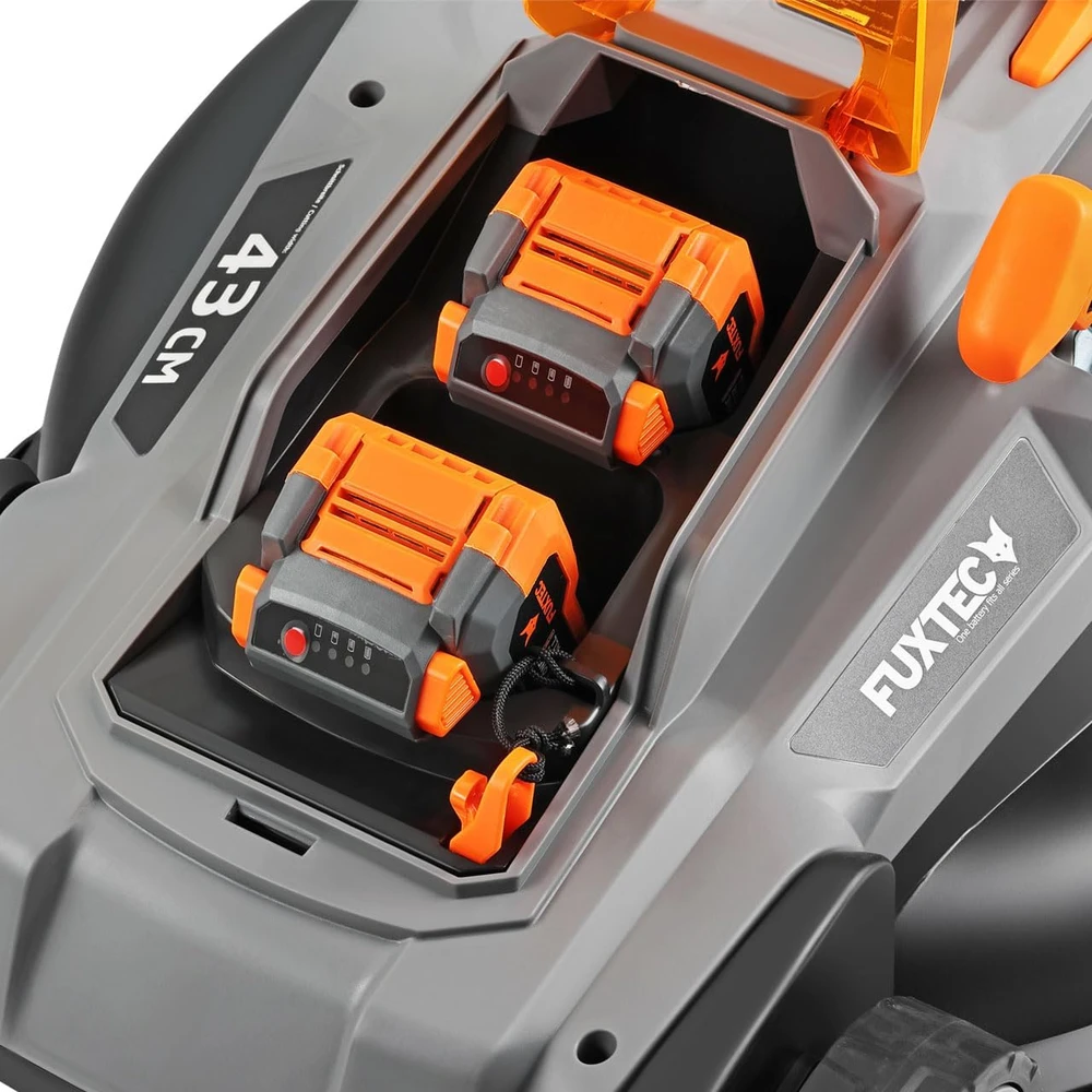 FUXTEC akumuliatorinė vejapjovė 40 V, 43 cm pjovimo plotis, reguliuojamas aukštis, FX-E2RM43SET