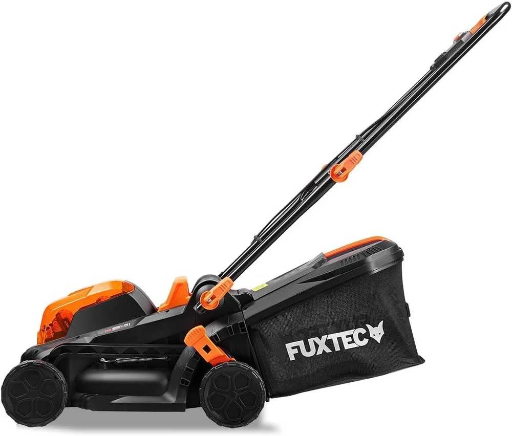 Fuxtec akumuliatorinė vejapjovė 40V 33 cm pjovimo plotis su 2x20V 2Ah ličio jonų akumuliatoriais ir dviguba įkrovimo stotimi FX-E1RM20-SET