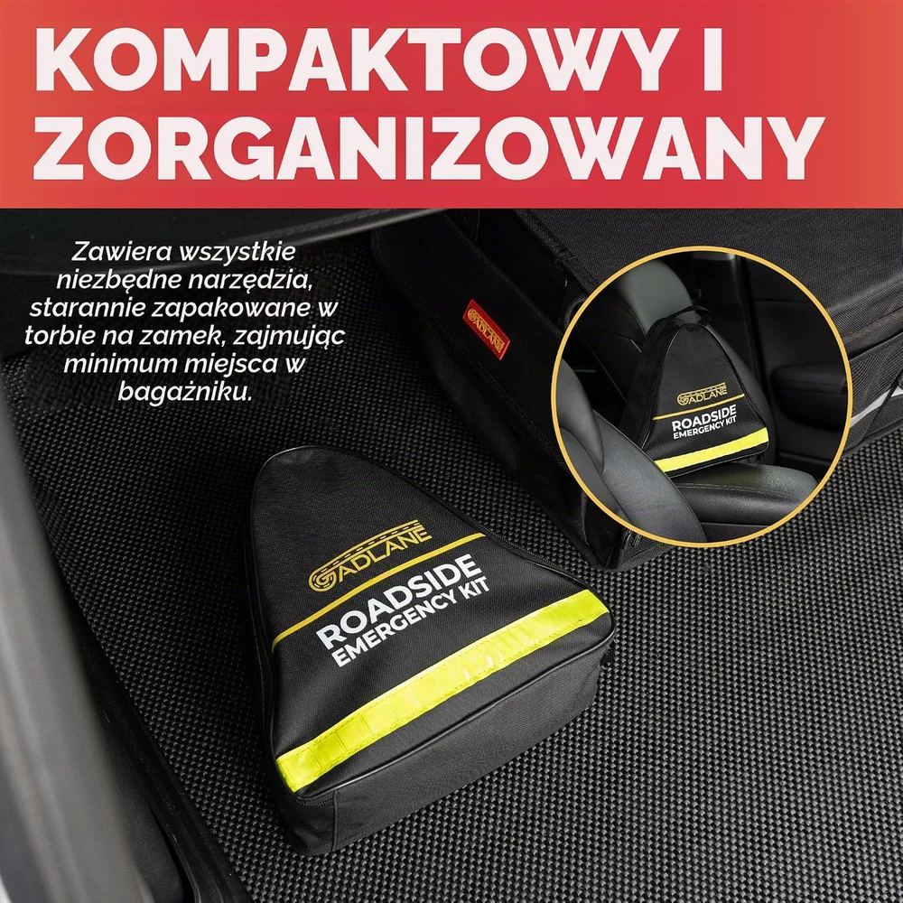 GADLANE automobilinis avarinis rinkinys su įspėjamuoju trikampiu ir užvedimo laidais GL1765