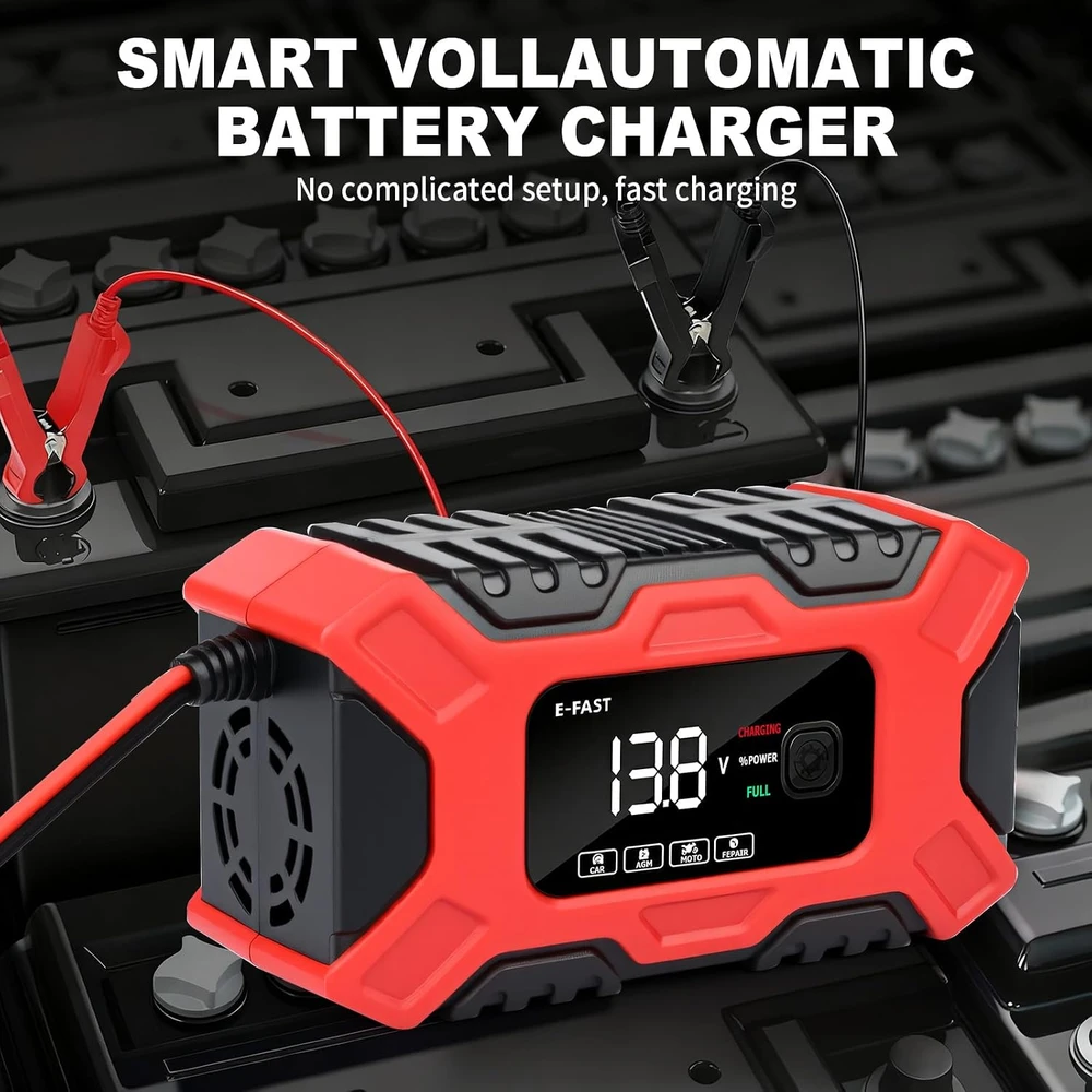 Gaethra automobilinio akumuliatoriaus įkroviklis 12 V 6 A su LCD, 12V 6A