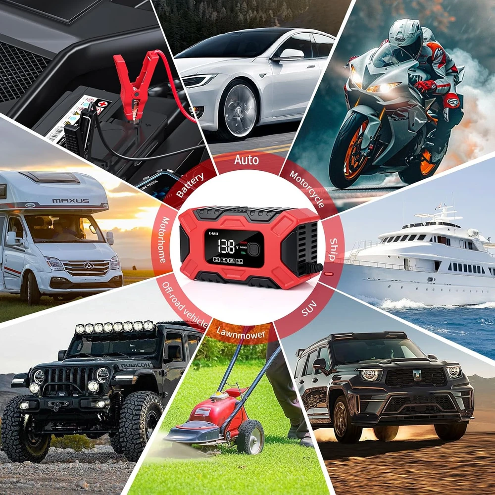 Gaethra automobilinio akumuliatoriaus įkroviklis 12 V 6 A su LCD, 12V 6A